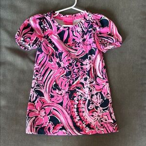 Lilly Pulitzer Pink and Navy Floral Dress, size XS 2-3